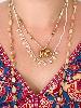 Collier sautoir bracelet pierres Sweet rose fonçé doré