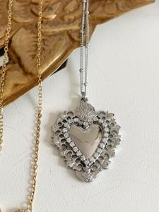 Collier coeur ex voto argenté