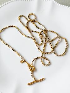 Collier sautoir bracelet pierre doré