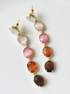 boucles pierres Emma rose doré
