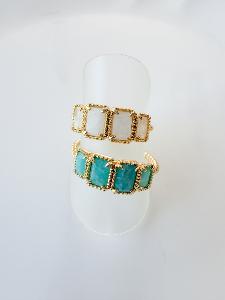 Bague pierres Erica turquoise doré