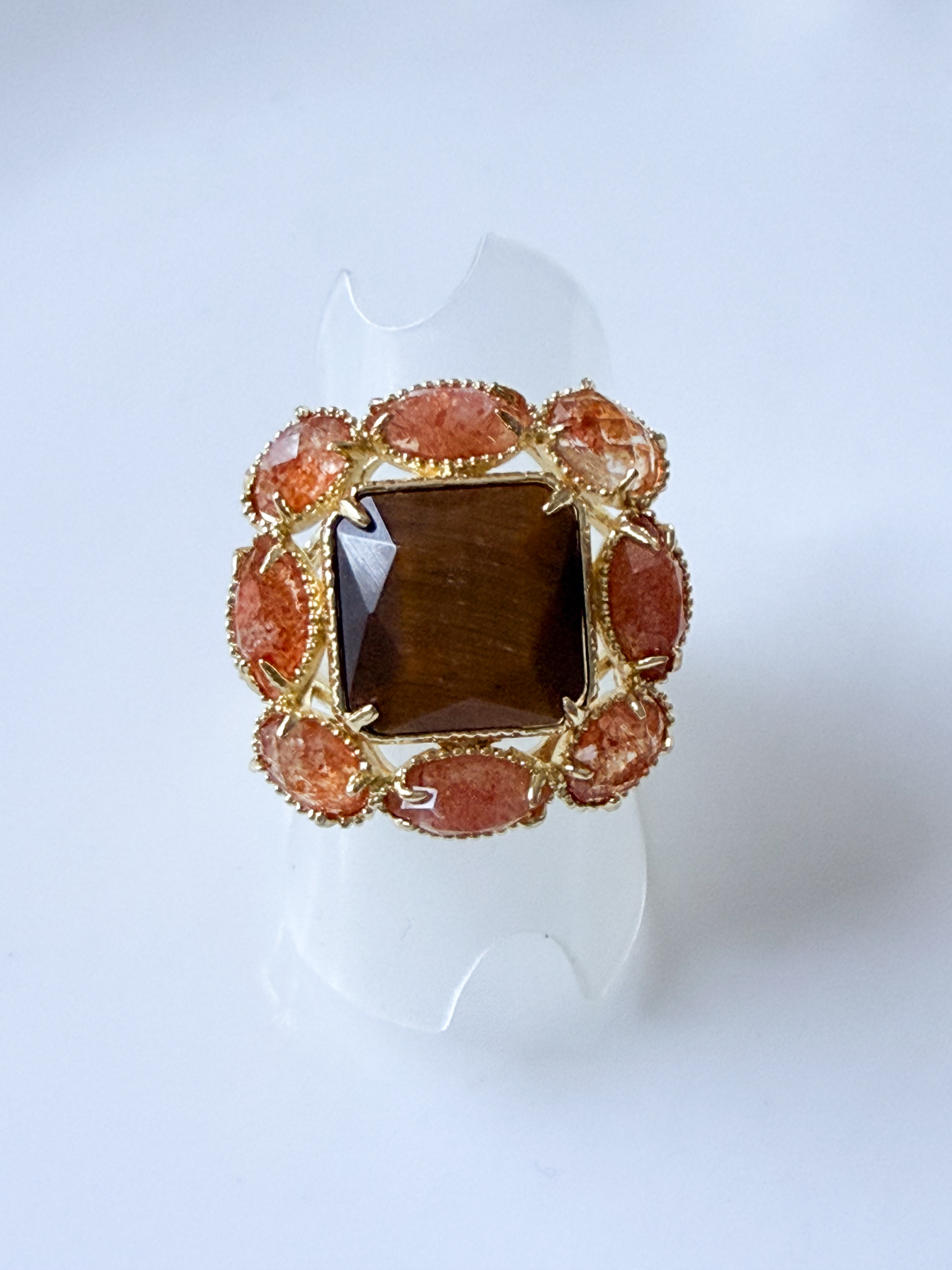 Bague pierres Rosanna marron rose doré