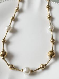 Collier Simone perles blanc doré