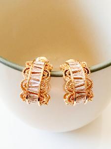 Boucles créoles dentelle strass doré