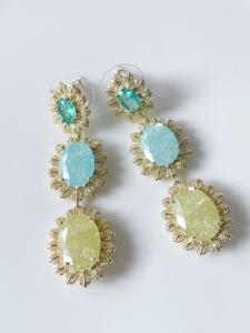 Boucles CLIP Rosalie bleu doré