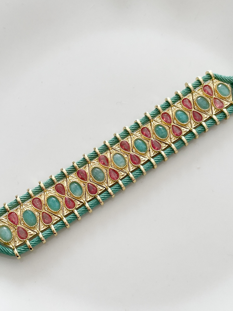 bracelet Bali turquoise rose doré