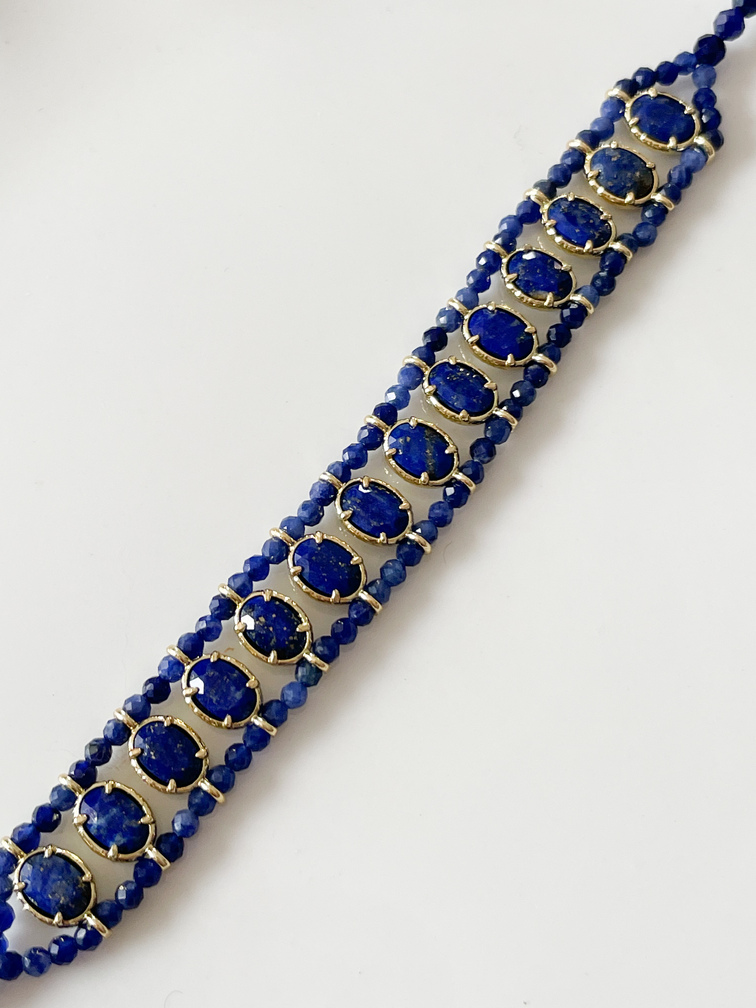 Bracelet pierres Jill bleu doré