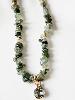 Collier cristal pierres kaki doré
