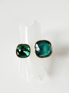 Bague cristal duo vert doré