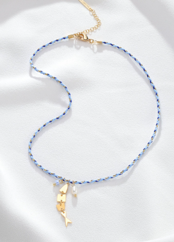 Collier Umi poisson bleu doré de Shlomit