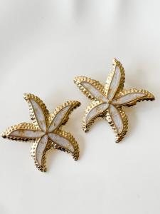 Boucles étoile de mer blanc doré