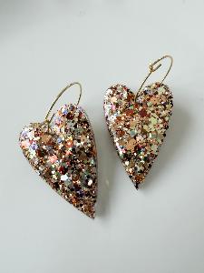 Boucles créoles coeur paillettes du live