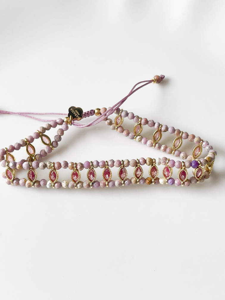 Bracelet pierres Tania mauve doré