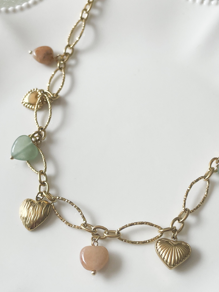 Collier Douceur beige vert doré