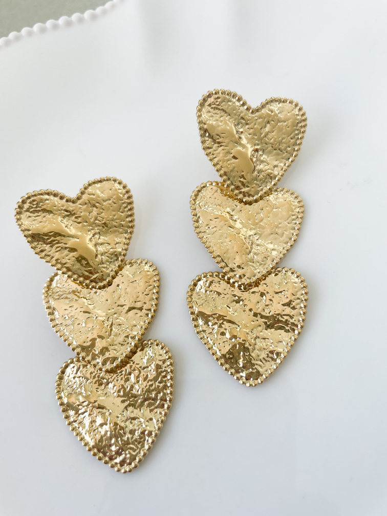 boucles 3 coeurs gravé doré