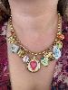 Collier breloques coeur ex voto doré