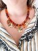 collier Paloma ambre fleurs doré