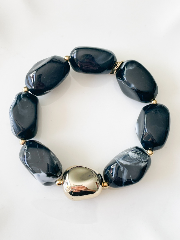 Bracelet Olivia noir doré