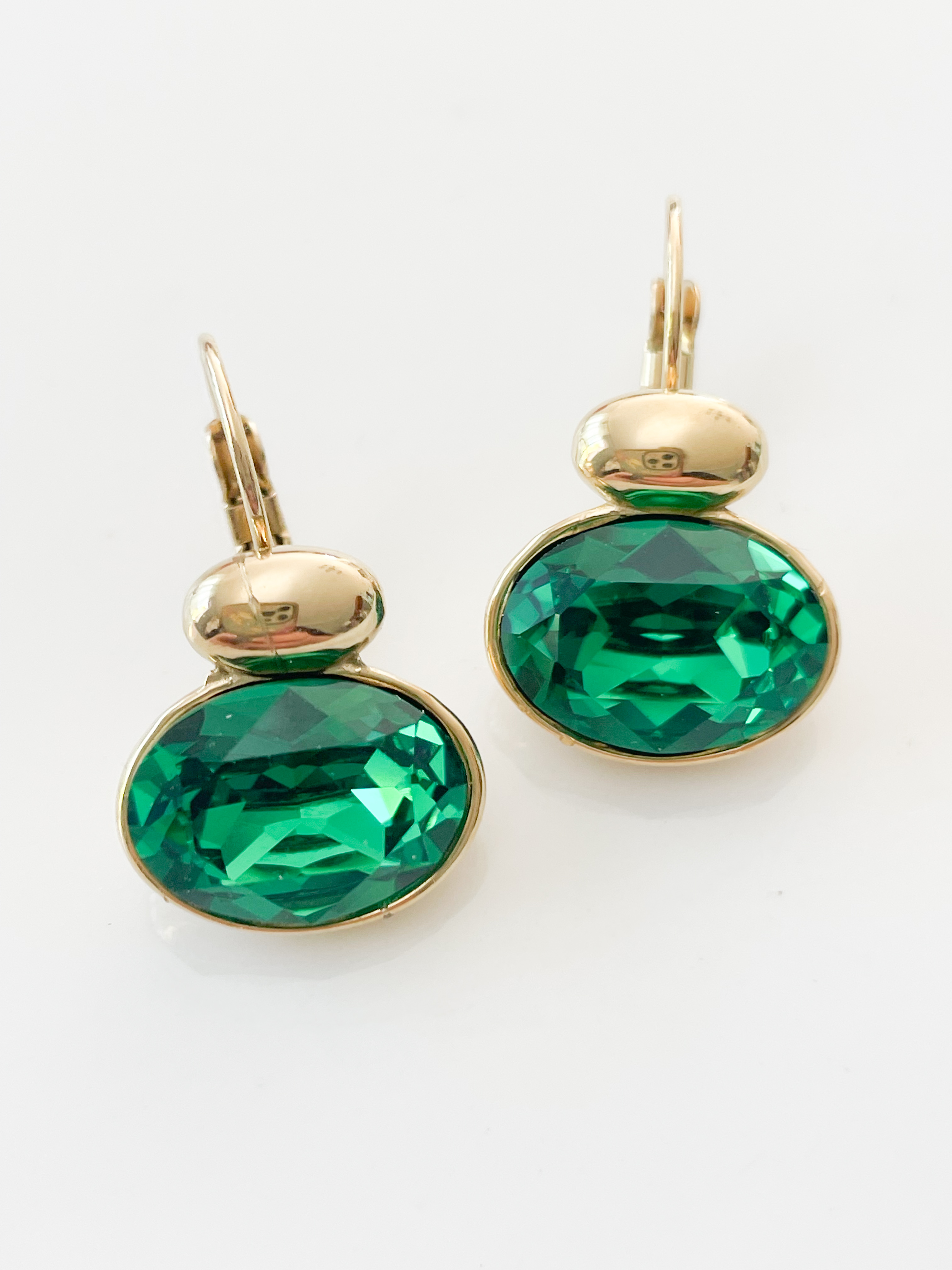 Boucles cristal vert doré