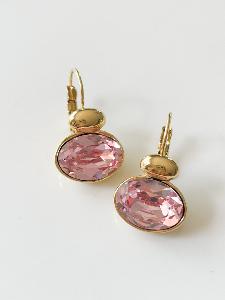 Boucles cristal rose clair doré