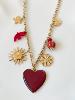 Collier coeur bordeaux doré
