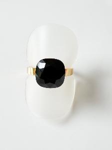 Bague cristal solo noir doré