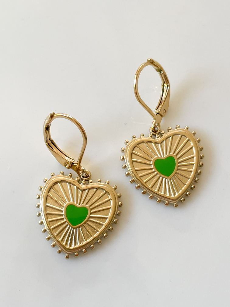 boucles Nina vert doré