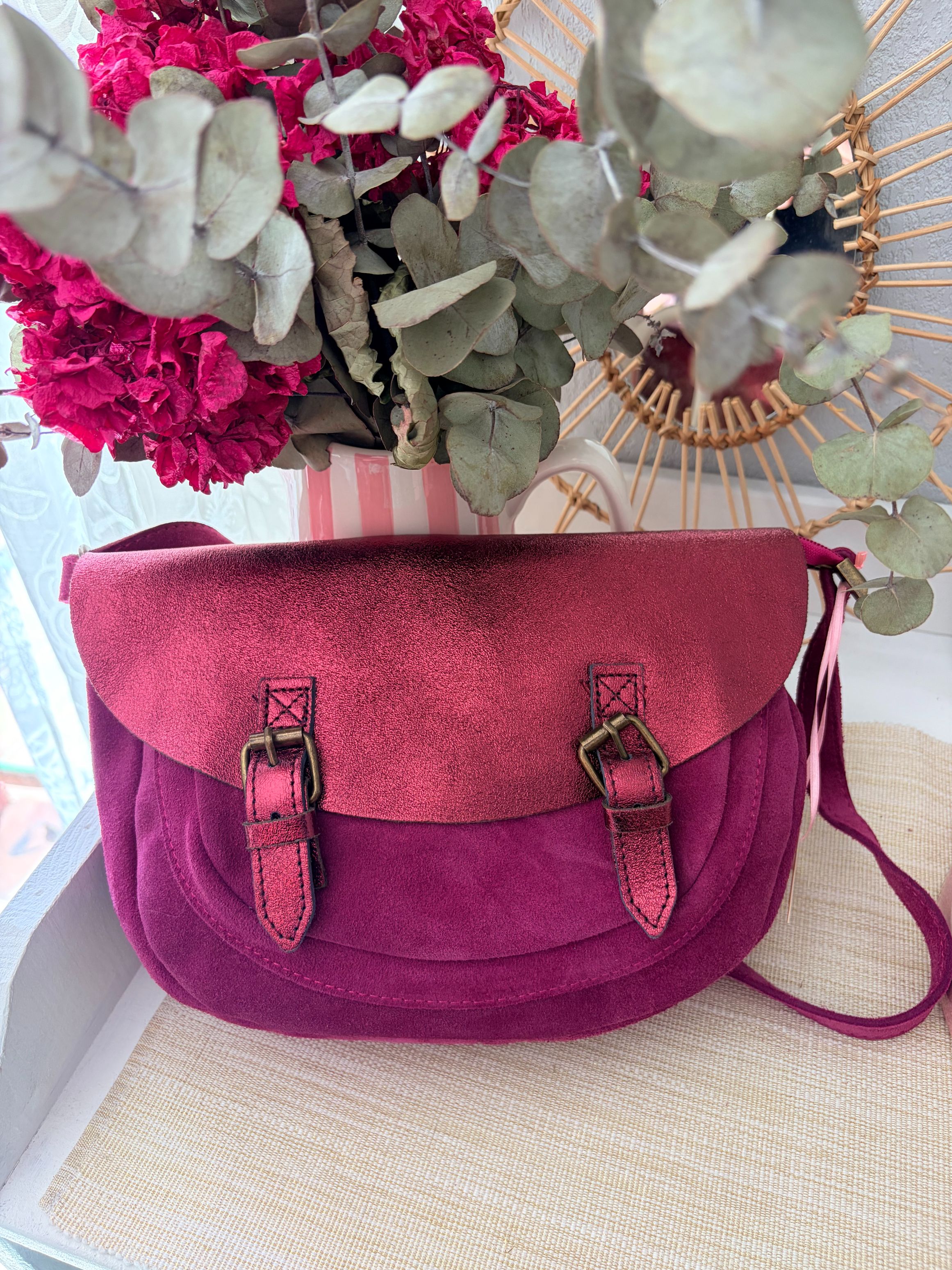 Sac rose bordeaux cuir 