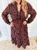 Robe marron brodée fleurs noires L 42