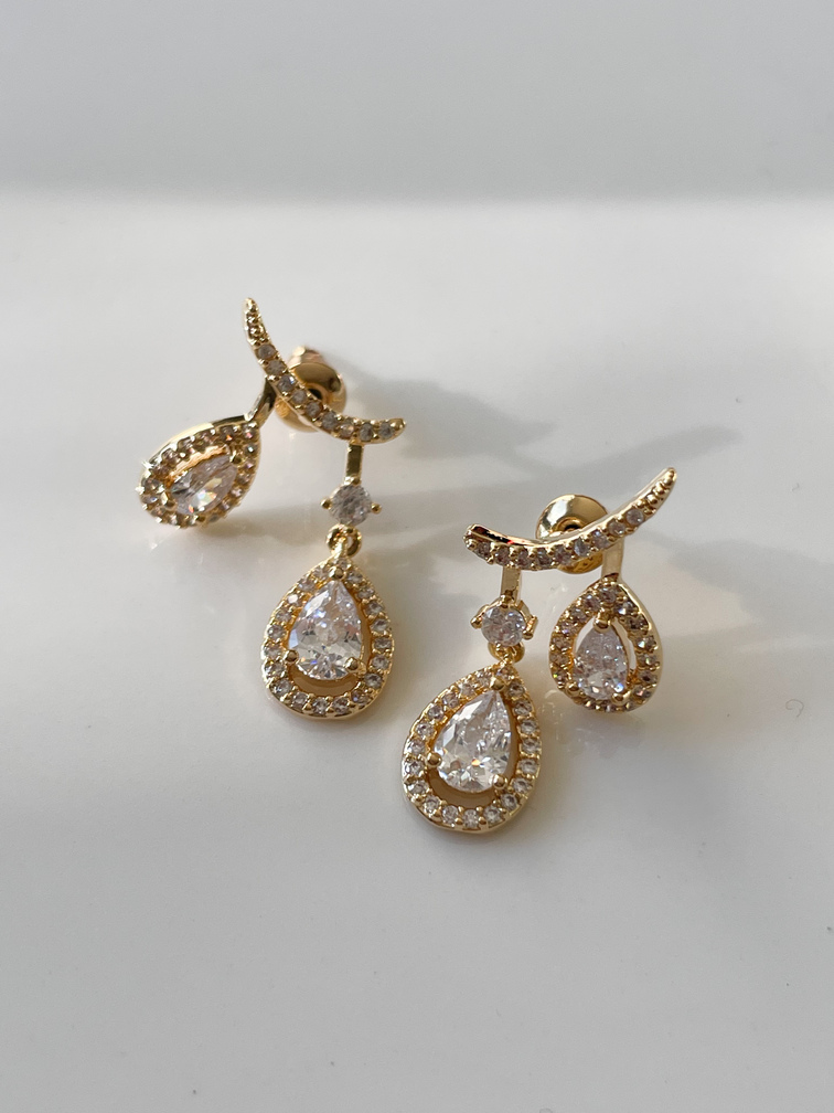 boucles Pia strass blancs doré