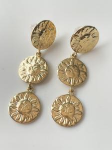 boucles 3 soleils doré