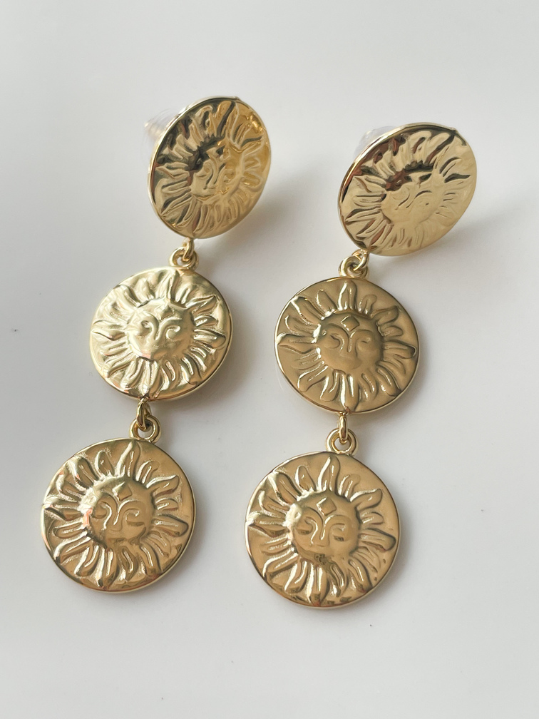 boucles 3 soleils doré