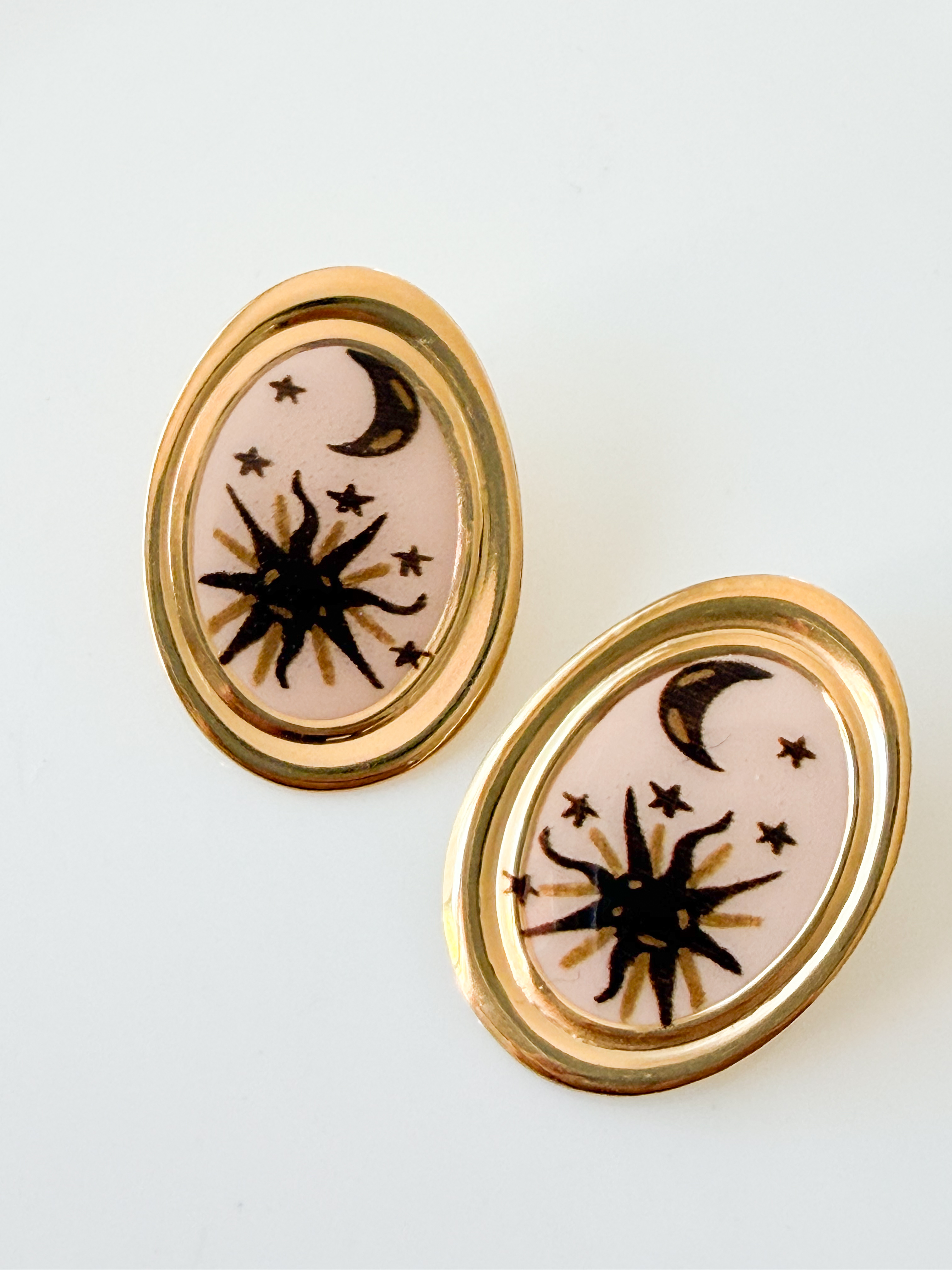Boucles Luna beige doré