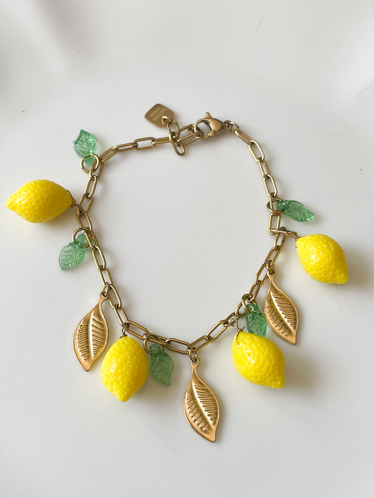 bracelet citrons breloques doré