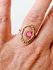 Bague cristal torsadé rose fluo doré
