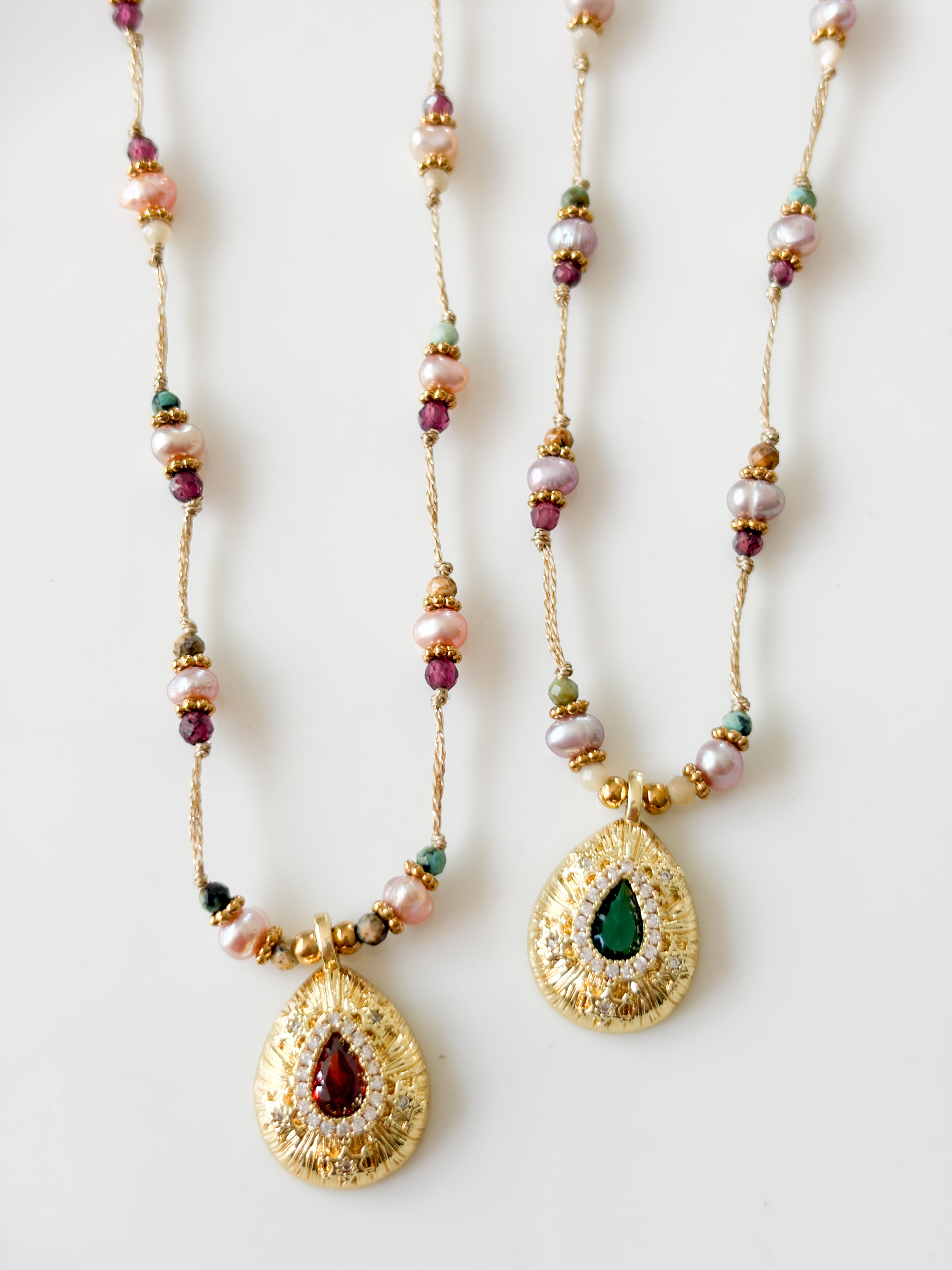 Collier pierres Dina marron doré