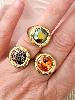 Bague cristal carré tacheté doré