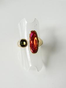 Bague Cristal fine orange rose doré