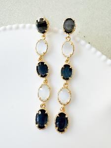 Boucles pierres Grace noir blanc doré