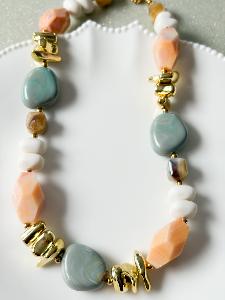 Collier Alina rose gris doré