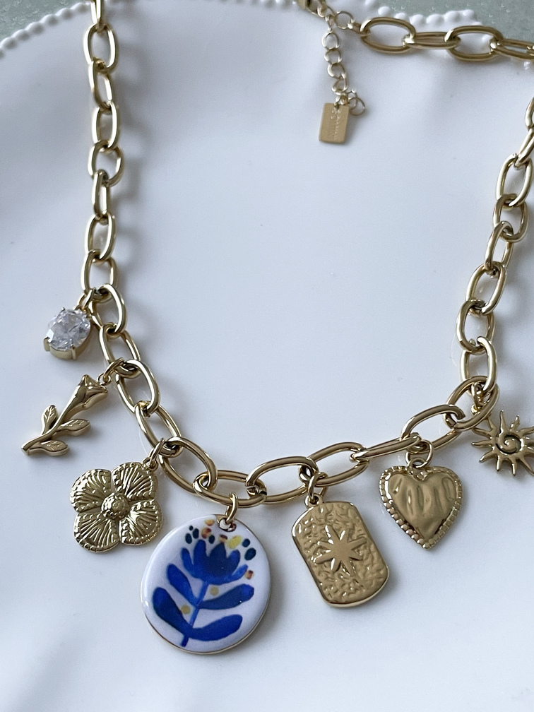 collier Delphine bleu doré