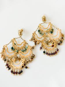 Boucles pierres Byzance doré