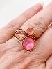 bague cristal rose orangé doré
