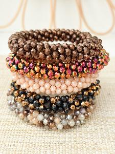 Bracelet perles brodées rose clair du live