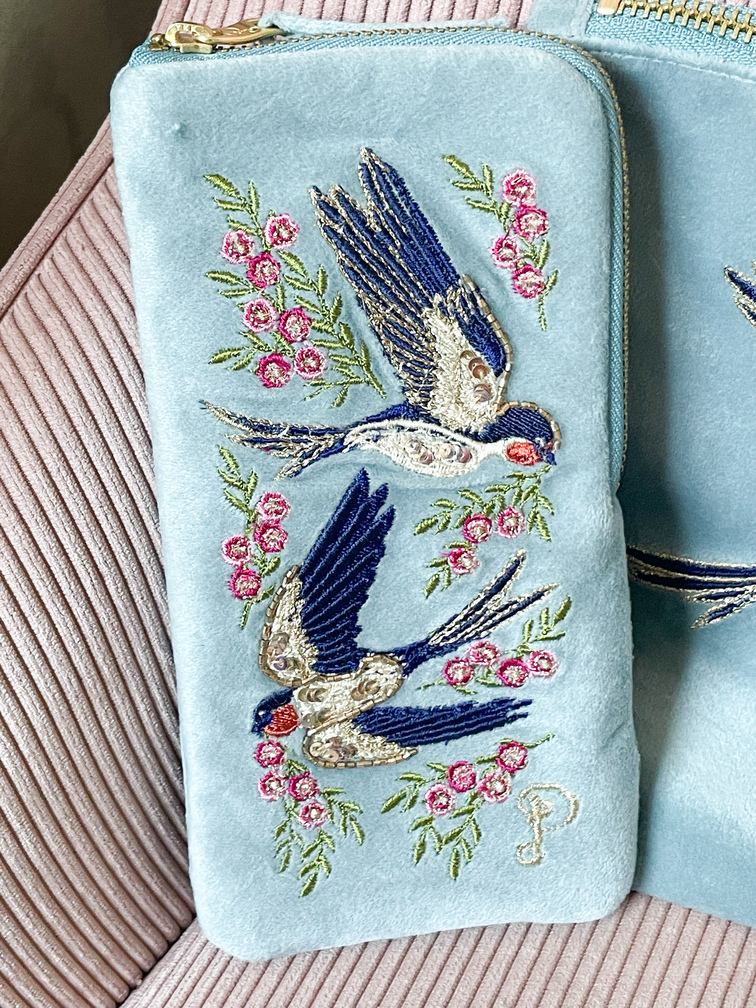 étui à lunettes oiseau brodé EN COMMANDE