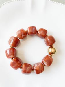 Bracelet perles moka doré