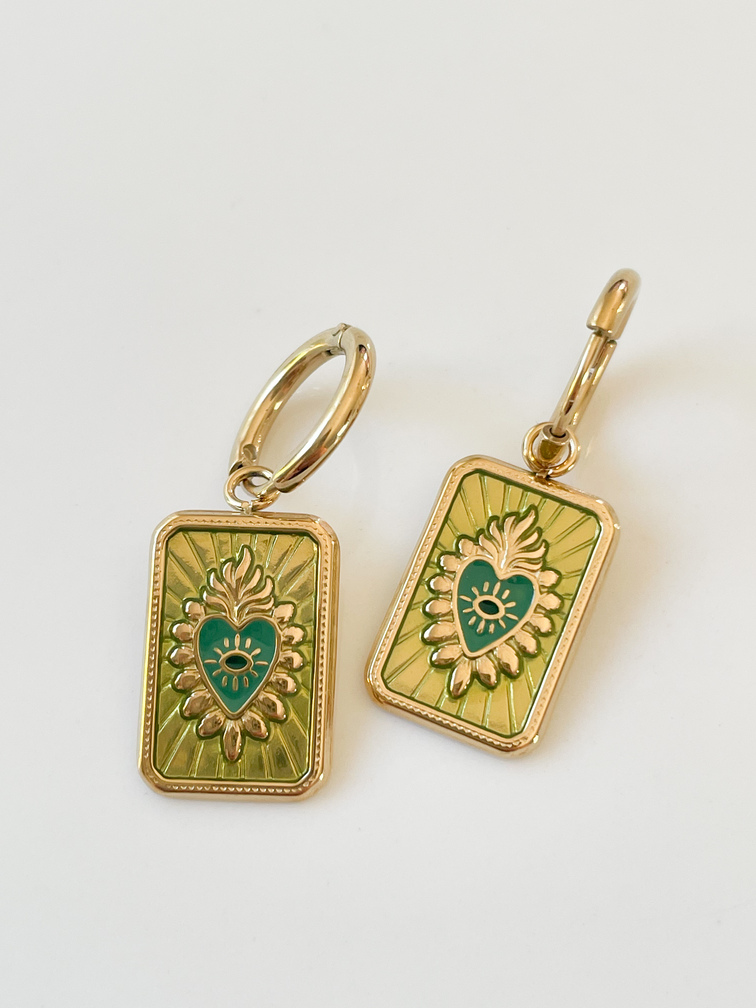 boucles Ex Voto vert doré 