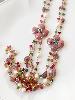 Collier sautoir pierres Zoé rose vert doré 