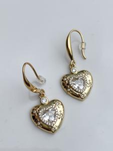 boucles Coeur strass blancs doré