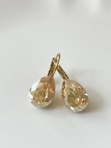 Boucles cristal goutte champagne doré